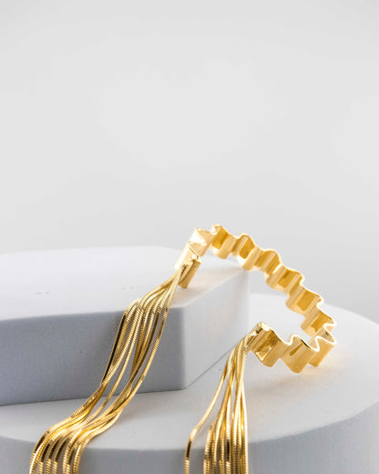 Bracciale 'Onde' con frange h.1 cm misura  S (polso fino a 17 cm)