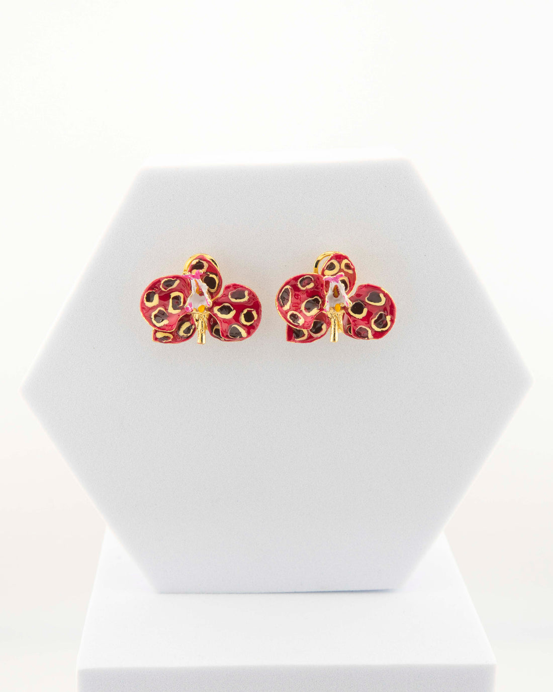 Pendientes Orquídea Borgoña y Ciruela, tamaño 3 cm