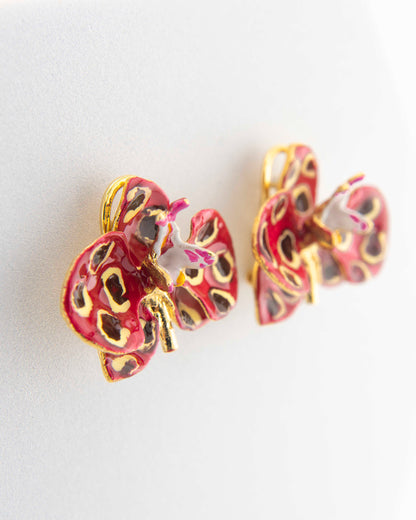 Orecchini Orchidea Borgogna e Prugna dimensione 3 cm