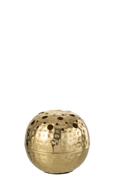 Vaso in metallo dorato 'palla' con fori portafiori