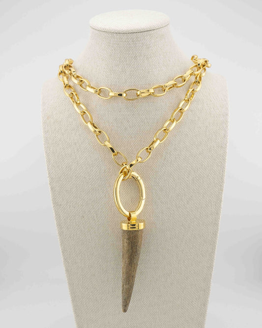 Deer antler with chain
