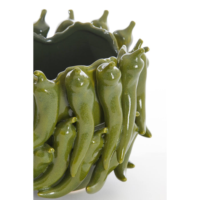 Vaso 'peperoncini verdi piccanti' in ceramica smaltata