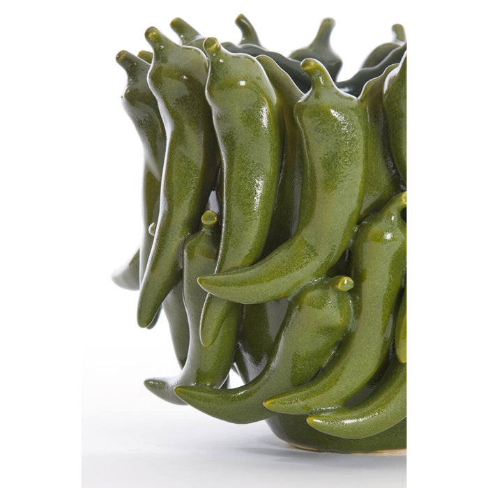 Vaso 'peperoncini verdi piccanti' in ceramica smaltata