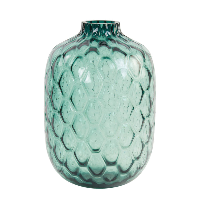 Turquoise green glass vase