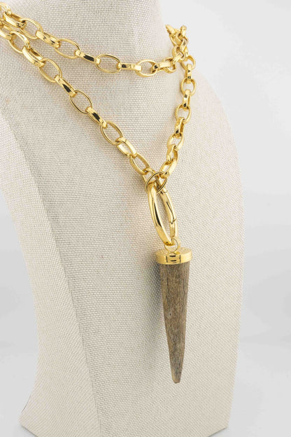 Deer antler with chain