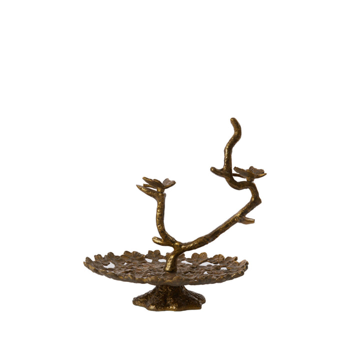 Cast metal 'butterfly' cake stand, antique brass finish.