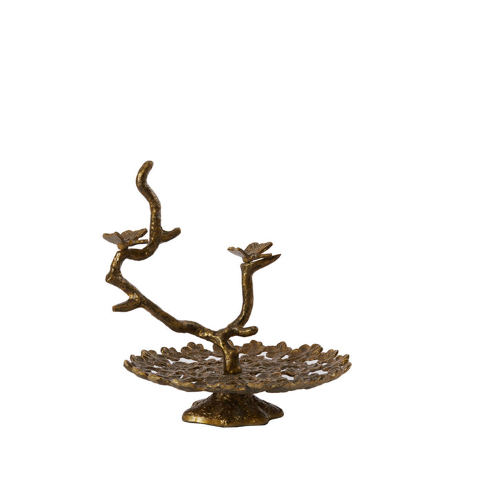 Cast metal 'butterfly' cake stand, antique brass finish.