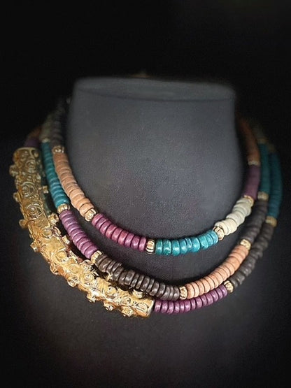 Collana Octopus Legno Multicolor