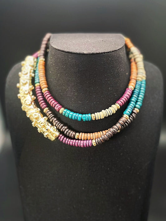 Collana Octopus Legno Multicolor