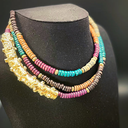 Collana Octopus Legno Multicolor