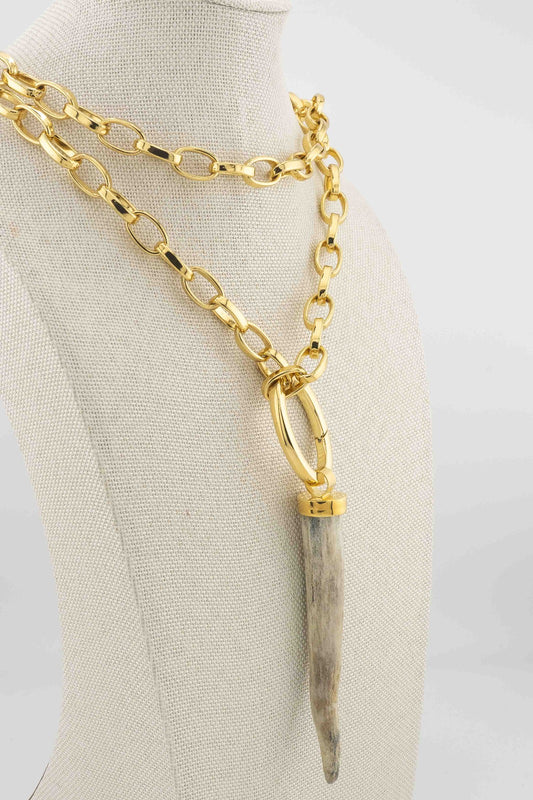 Deer antler with chain
