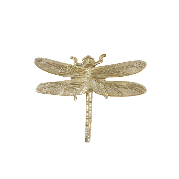 Libellula in metallo di fusione, dorato. Dragonfly