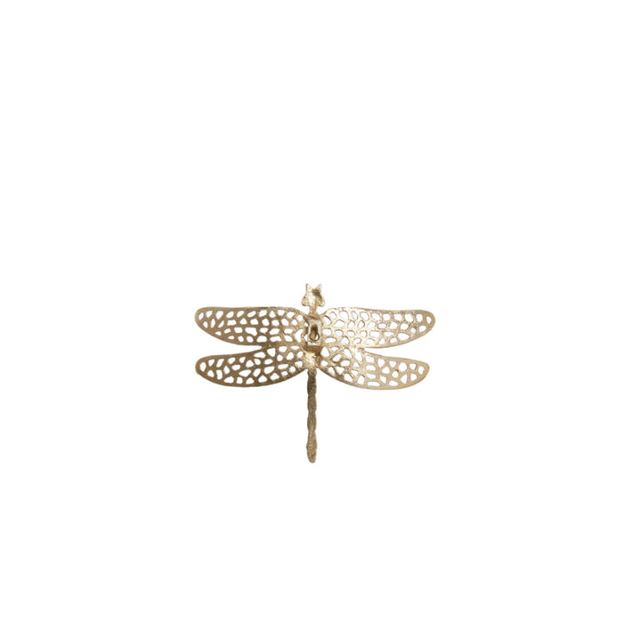 Libellula in metallo di fusione, dorato. Dragonfly