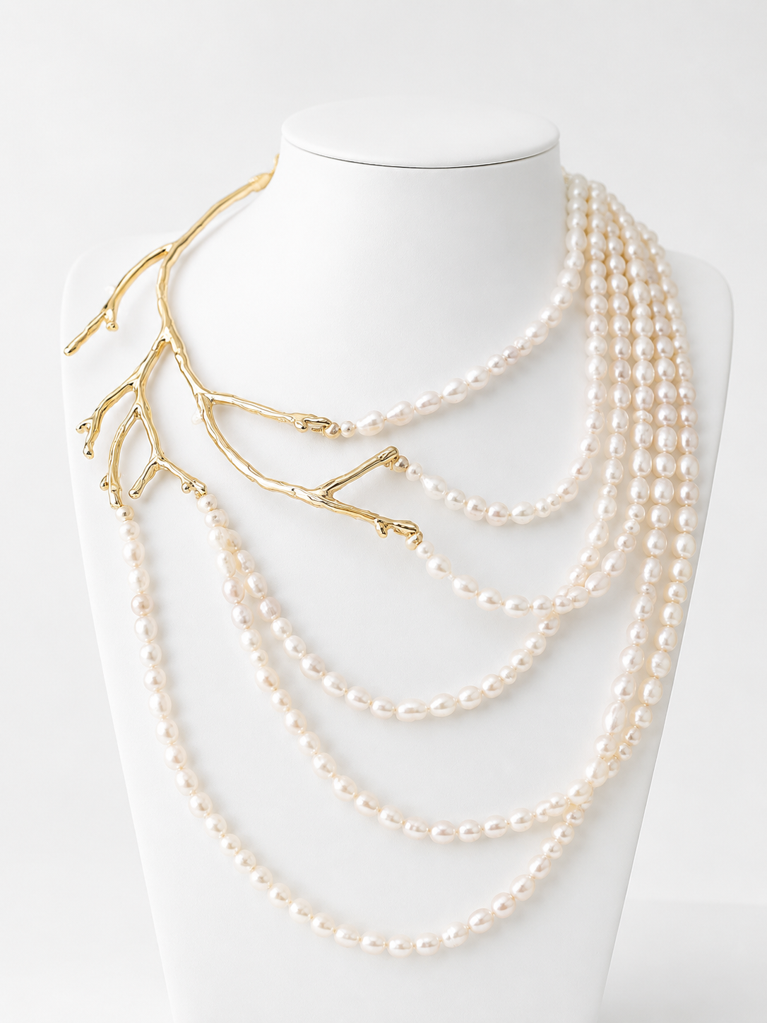Collar rama con Perlas blancas cultivadas de 6 hebras