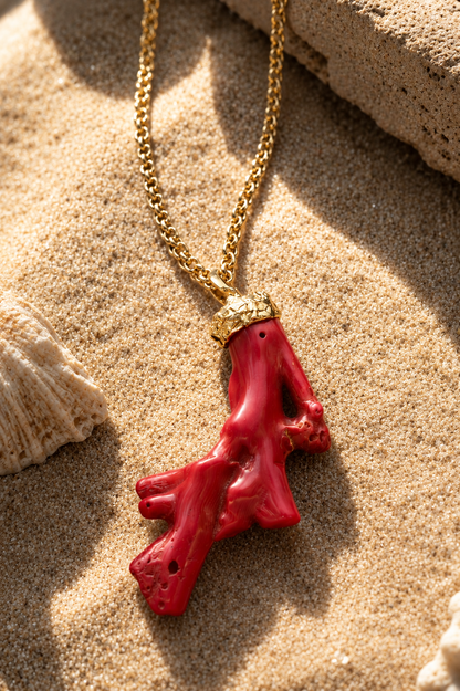 nº 8 Colgante con cadena - Coral 7 cm