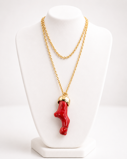 nº 9 Colgante con cadena - Coral 8 cm