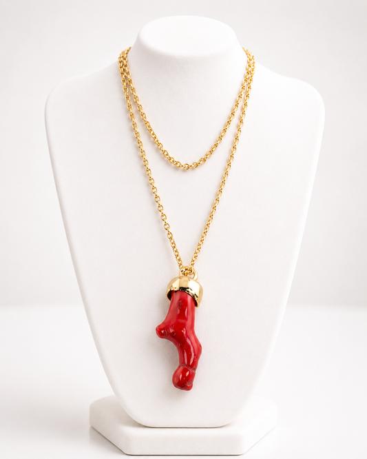 nº 9 Colgante con cadena - Coral 8 cm
