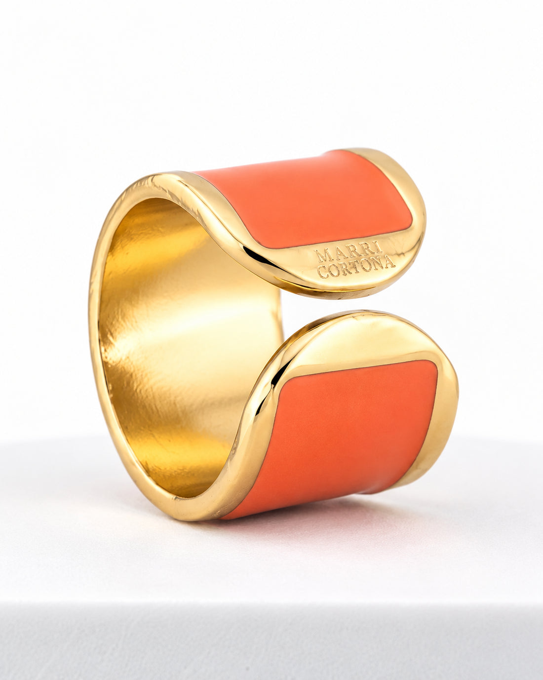 'Coral Orange' Enamel Ring