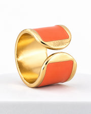 'Coral Orange' Enamel Ring