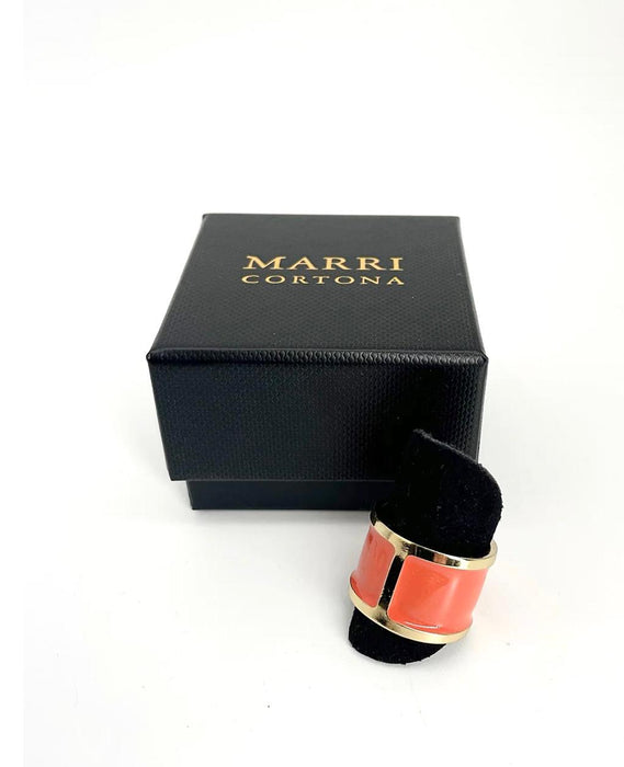 Enamel ring 'Coral Orange'