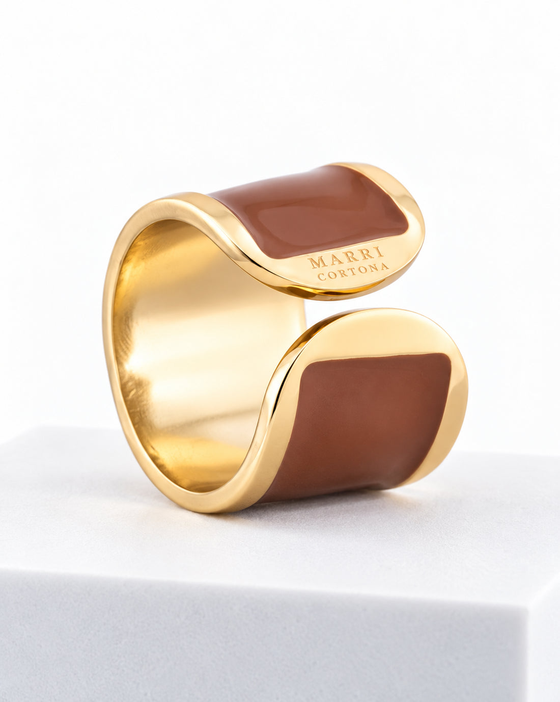 Anillo de esmalte 'Cognac'