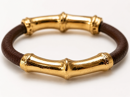 Bracciale Bamboo in pelle color  Cioccolato