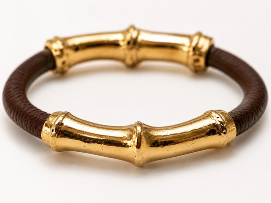 Bracciale Bamboo in pelle color  Cioccolato