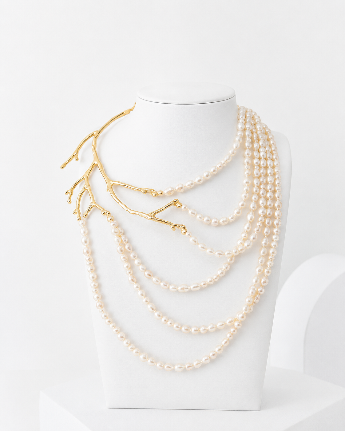 Collar rama con Perlas blancas cultivadas de 6 hebras