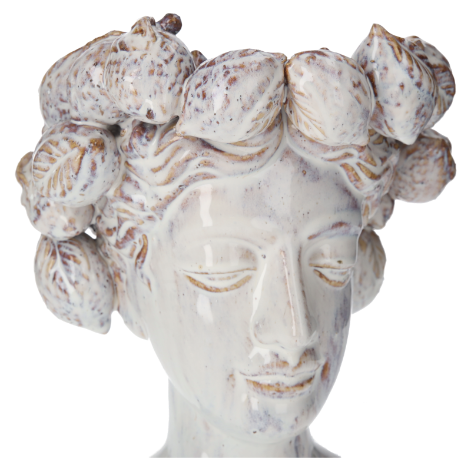 Nymph head with triumph of lemons in handmade, glazed ceramic