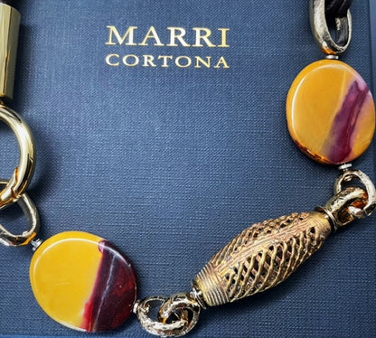 Amarcord necklace with nappa leather choker with Malachite and Berber element