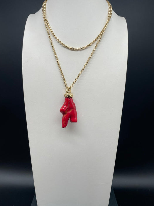 Medusa pendant necklace with coral 5.5 cm