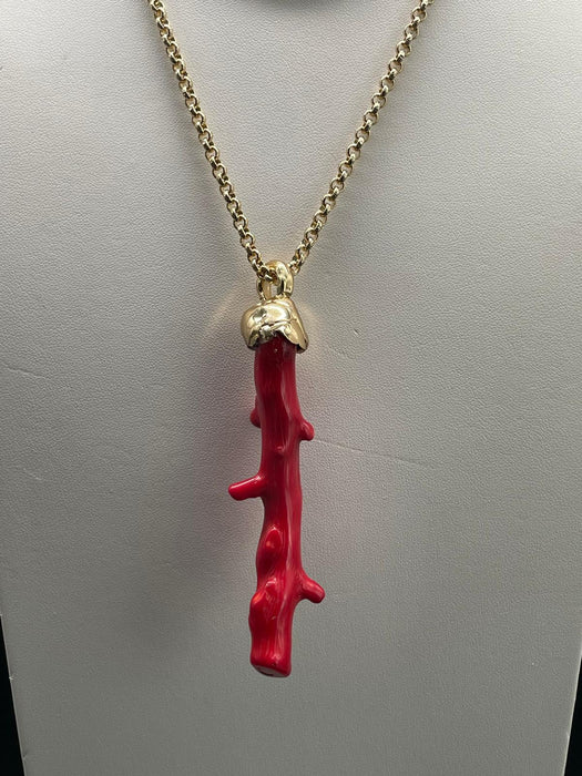 Medusa pendant necklace with coral 9 cm