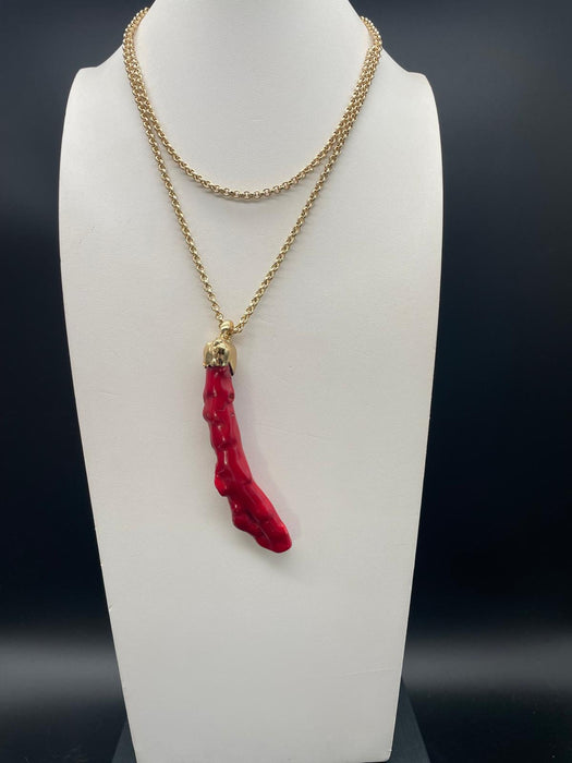 Medusa pendant necklace with coral 10.5 cm