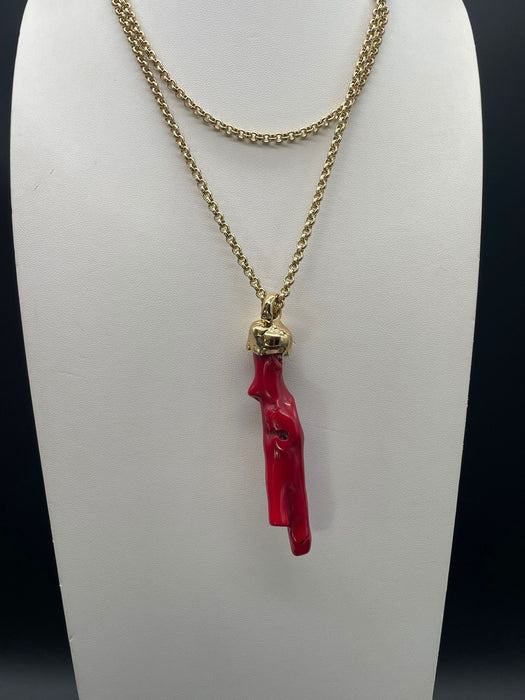 Medusa pendant necklace with coral 8 cm