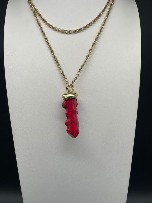 Medusa pendant necklace with coral 6 cm