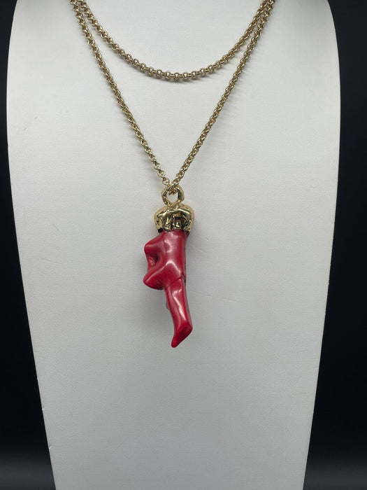 Medusa pendant necklace with coral 7.5 cm