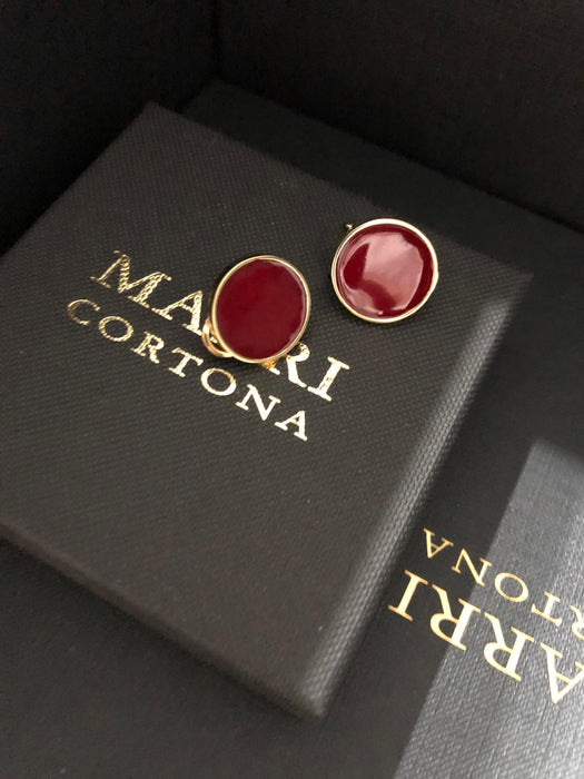 Burgundy Enamel Earrings