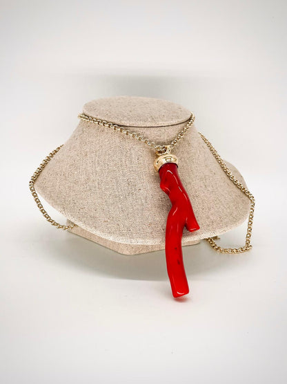 n.1 Pendant with chain - Coral 9 cm
