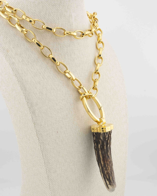 Deer antler with chain