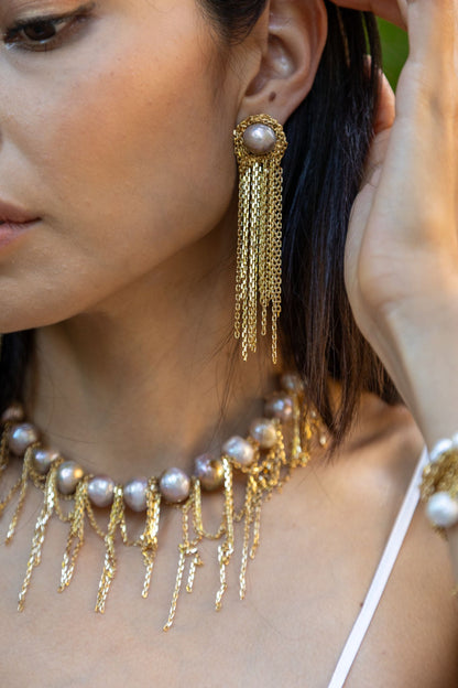 'Medusa' earrings with pearl