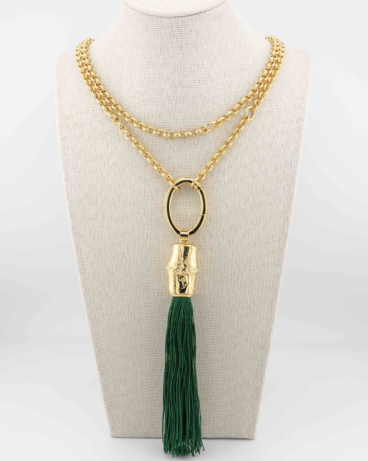 Handcrafted in Tuscany, the Bamboo and Silk Tassel Necklace by Marri Cortona blends nature and elegance in a timeless expression of Italian craftsmanship.