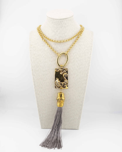 The Koi Necklace by Marri Cortona, handmade in Tuscany, blends bamboo, silk, and gold for a symbolic jewel of strength, harmony, and Italian elegance.