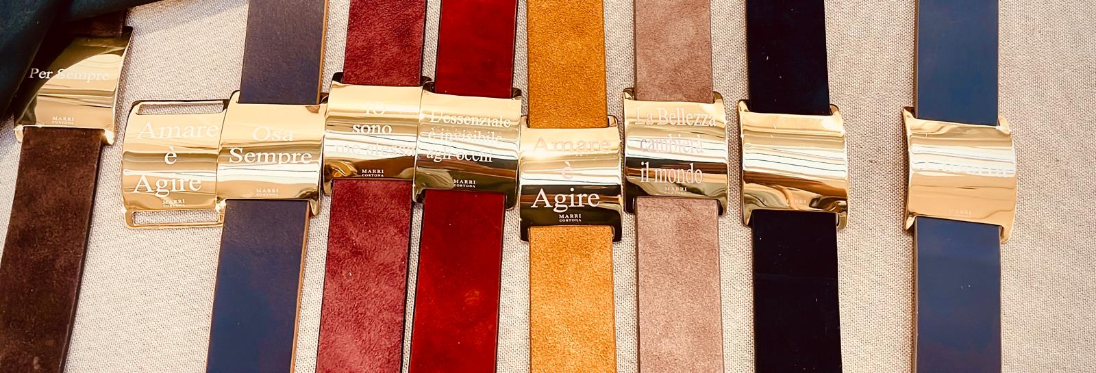 Personalized bracelet with 18K gold-plated bronze charm and suede leather strap.
An original Marri Cortona design — handmade in Tuscany.