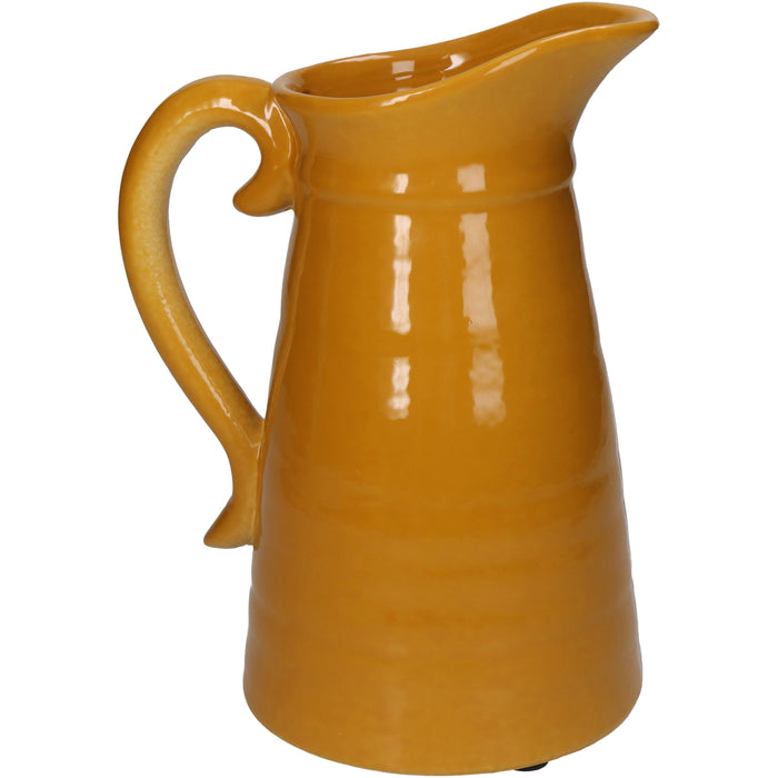 Jug/flower vase, in yellow ochre ceramic