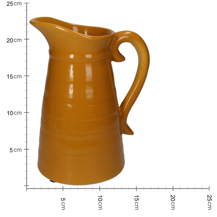 Jug/flower vase, in yellow ochre ceramic