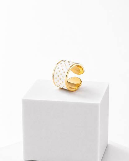 Anillo Blanco y Negro 1.5 cm de alto talla 23