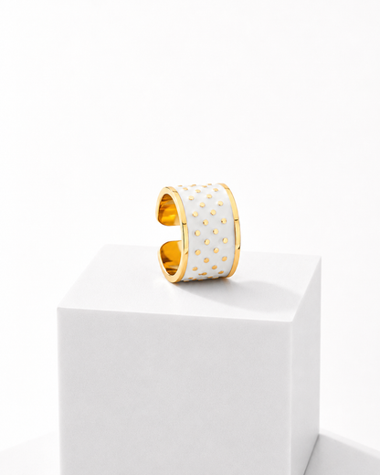 Anillo Blanco y Negro 1.5 cm de alto talla 23