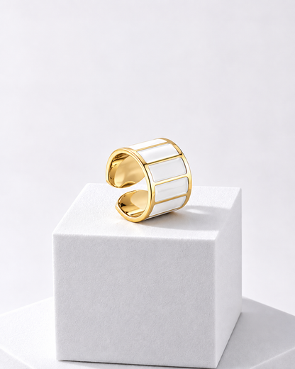 Anillo Blanco y Negro 1,5 cm de alto n.º 3
