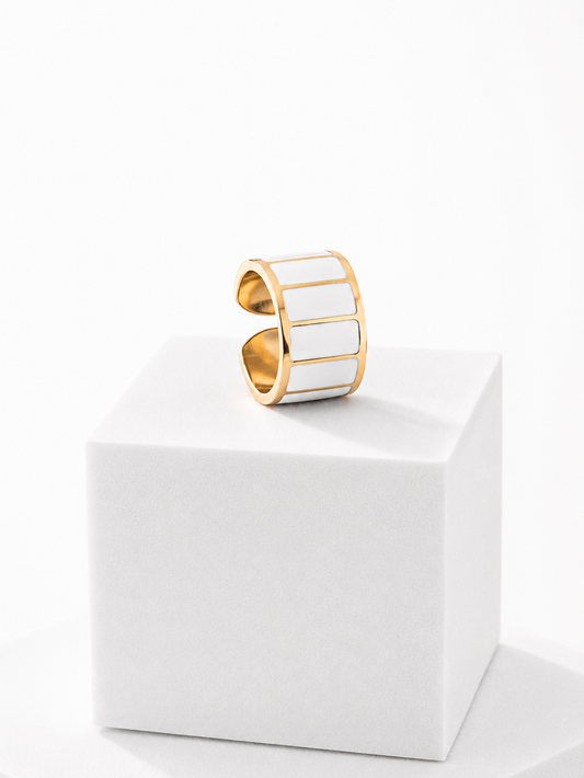 Anillo Blanco y Negro 1,5 cm de alto n.º 3