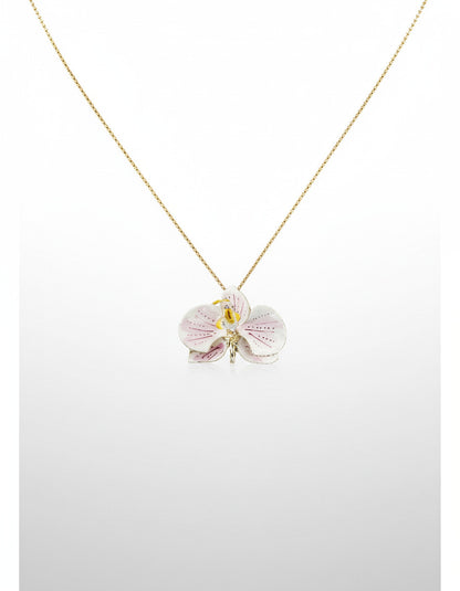 Handcrafted in Tuscany, the Marri Cortona Orchidea Necklace in 18k gold bronze captures the orchid’s grace — elegant, hand-enameled, and timelessly Italian.
